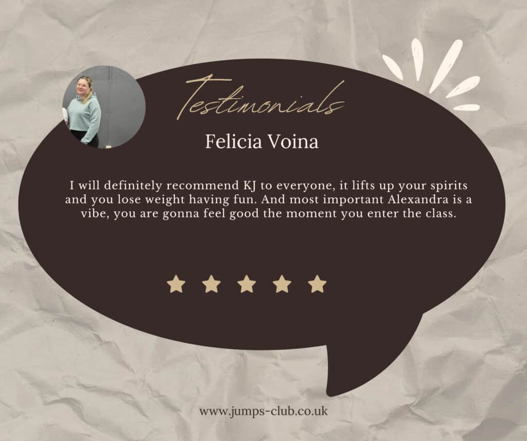 Customer testimonial endorsing KJ for losing weight.