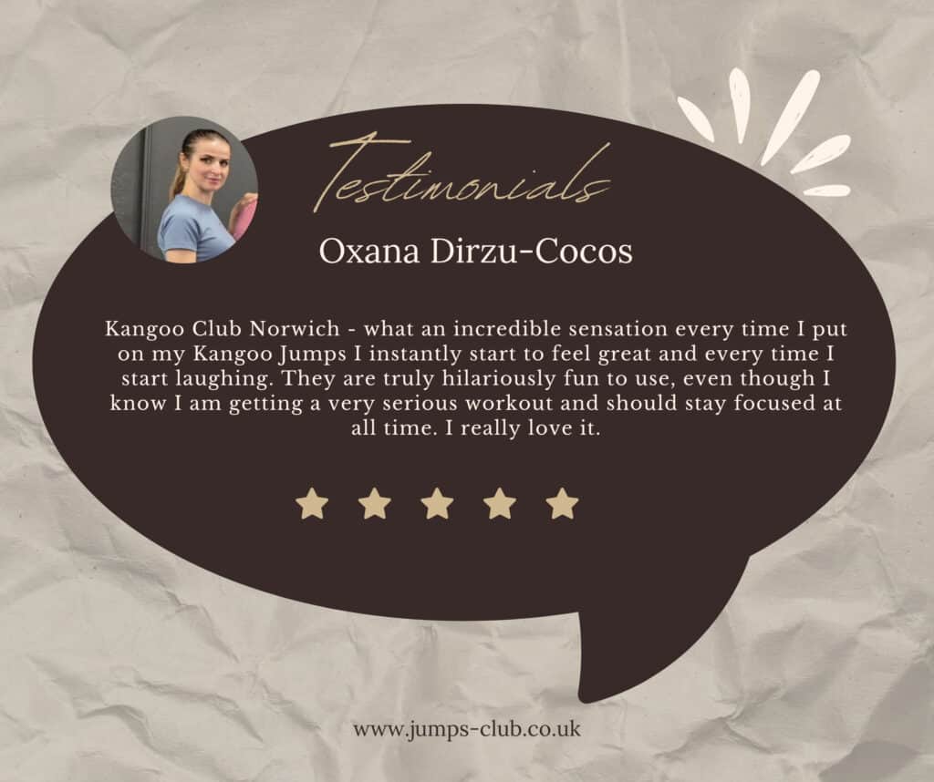 Testimonial praising Kangoo Jumps at Kangoo Club Norwich.