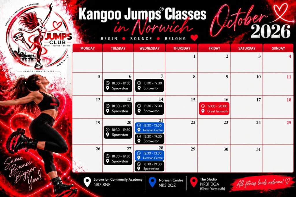 Jumps Club Kangoo Jumps timetable, October 2026