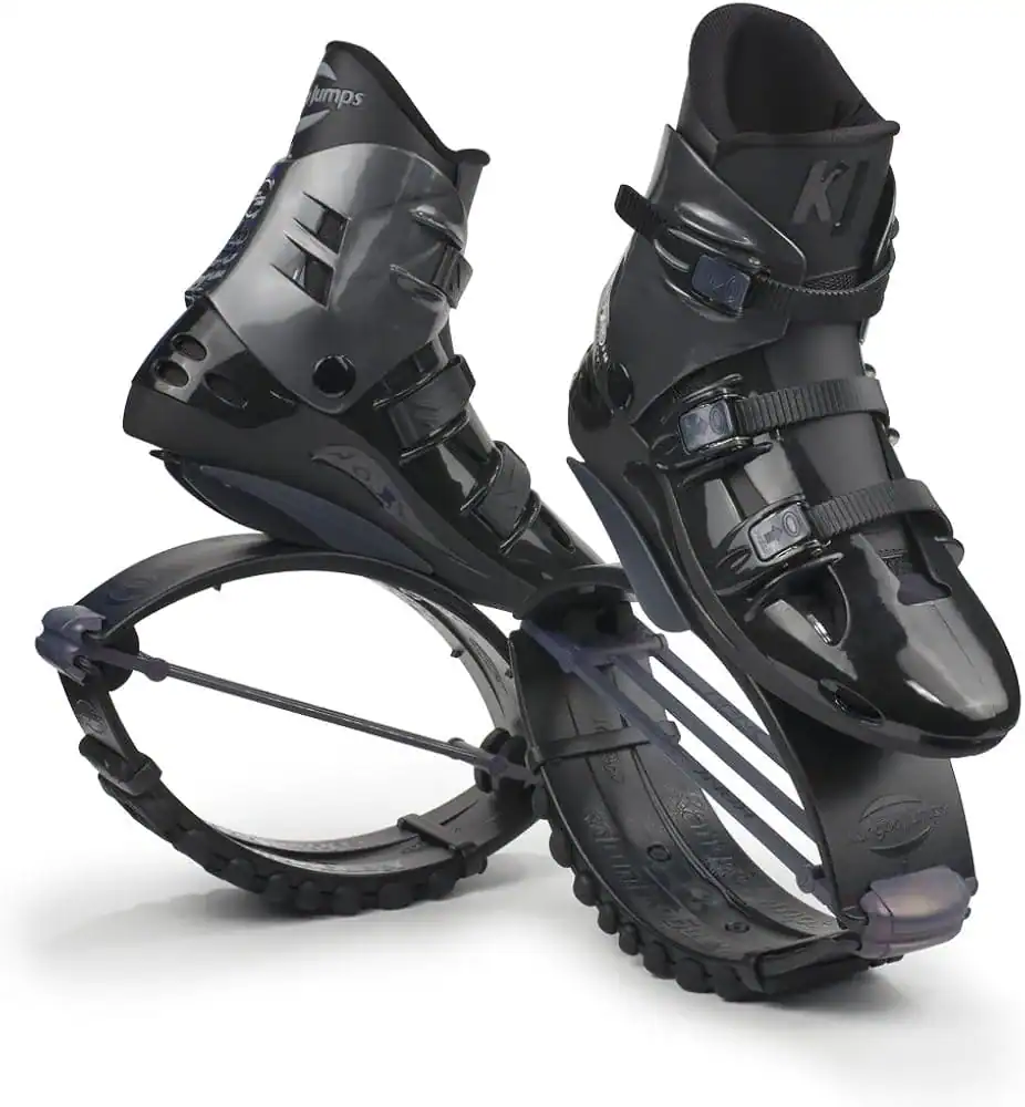 A pair of black Kangoo Jumps rebound shoes