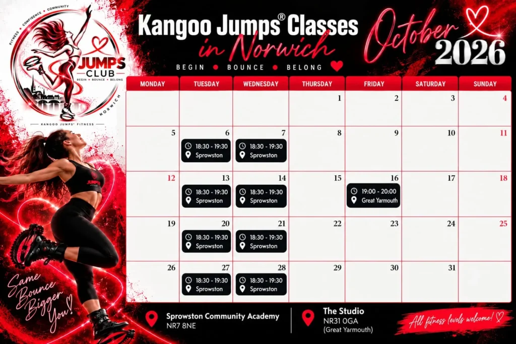 Jumps Club Kangoo Jumps timetable, October 2026